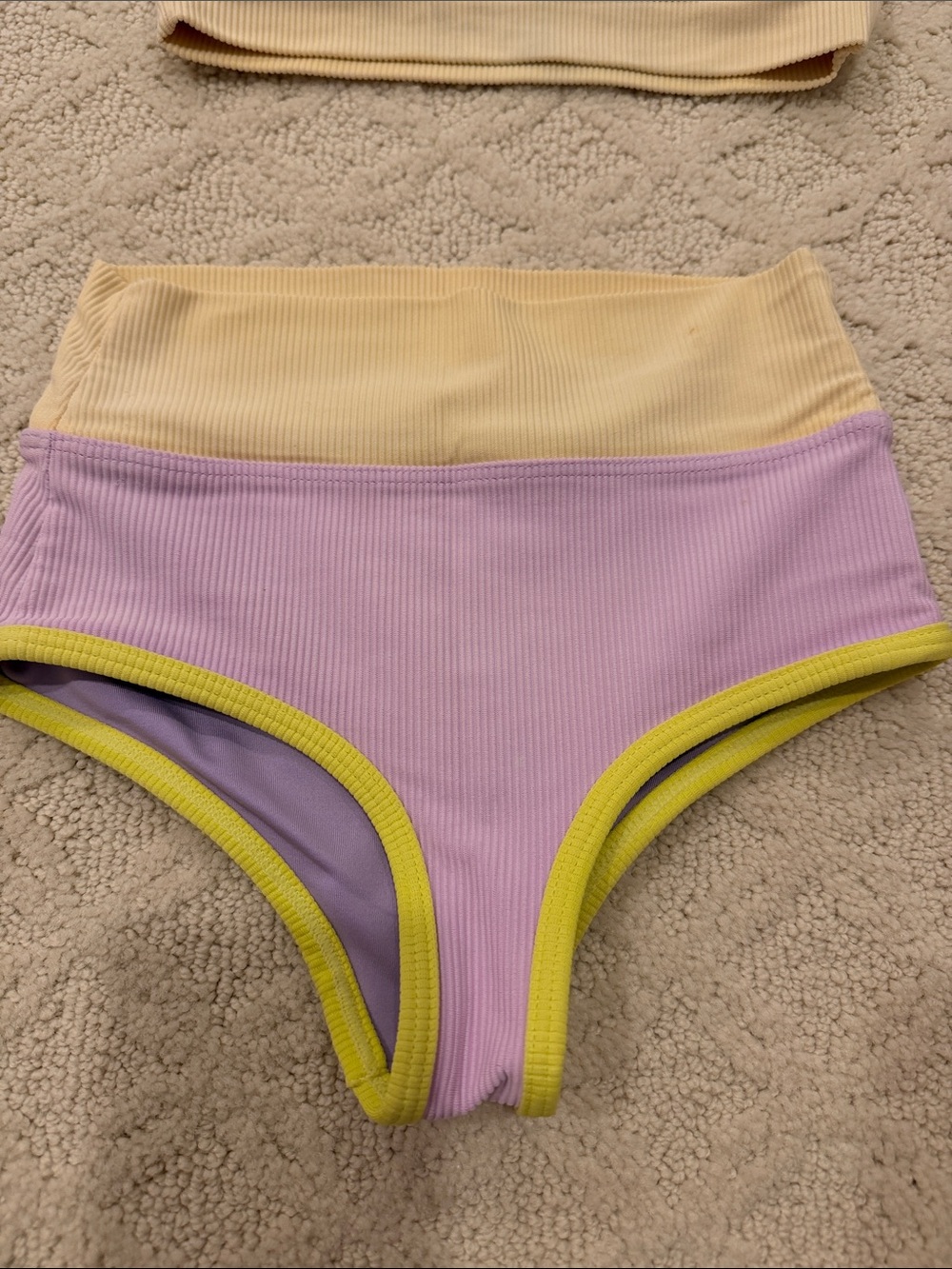 Beach Riot Lavender and Pale Yellow Ribbed Bikini Set - Picture 3 of 5